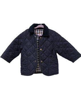 Peter Elliot Toddler Boys Quilted Jacket Size 2 Navy Barn Coat Corduroy Collar